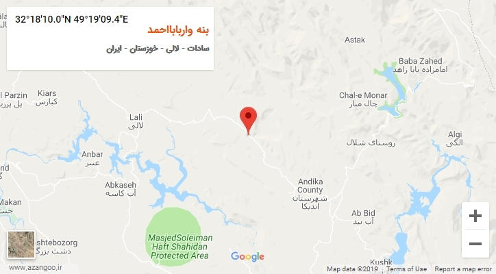 روستای بنه واربابااحمد بر روی نقشه