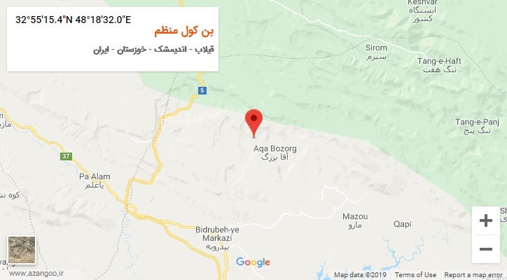 روستای بن کول منظم بر روی نقشه