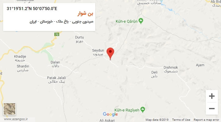 روستای بن شوار بر روی نقشه