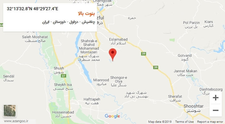 روستای بنوت بالا بر روی نقشه