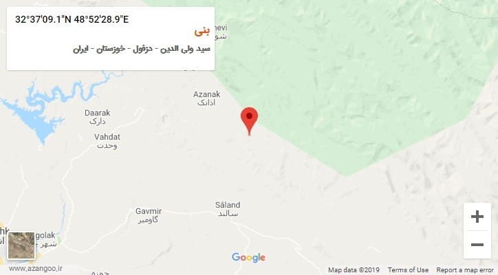 روستای بنی بر روی نقشه