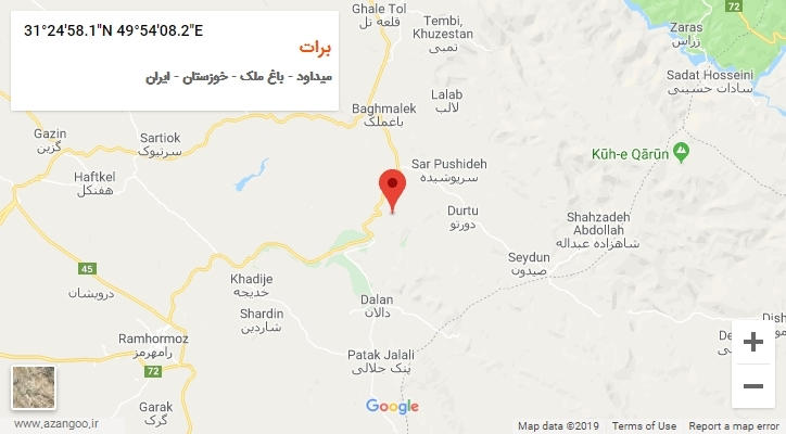 روستای برات بر روی نقشه