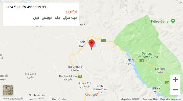 روستای بردبران بر روی نقشه