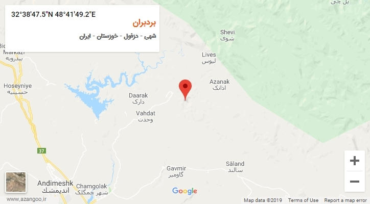 روستای بردبران بر روی نقشه