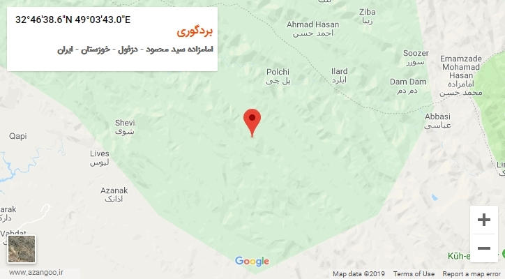 روستای بردگوری بر روی نقشه
