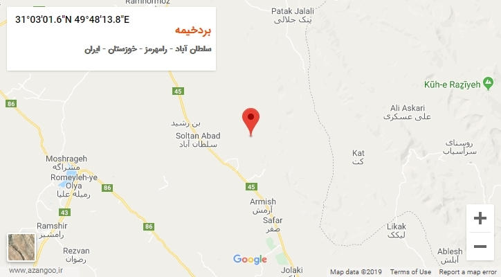 روستای بردخیمه بر روی نقشه