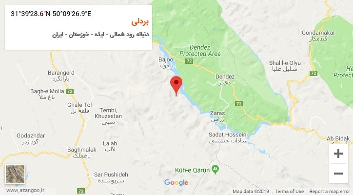 روستای بردلی بر روی نقشه