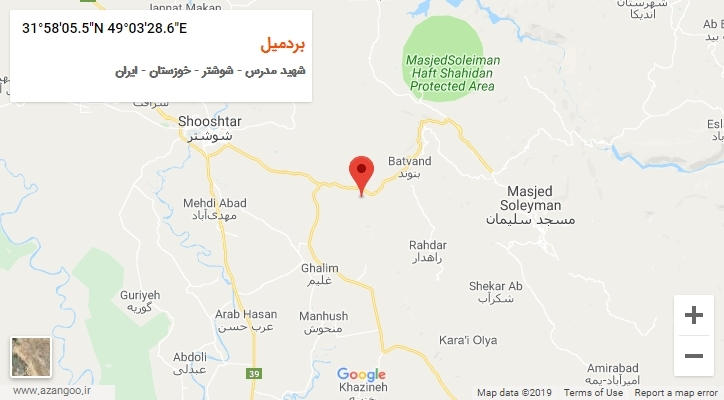 روستای بردمیل بر روی نقشه