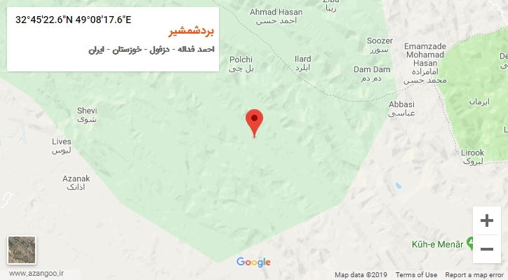 روستای بردشمشیر بر روی نقشه