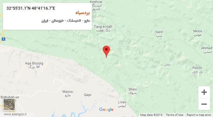 روستای بردسیاه بر روی نقشه