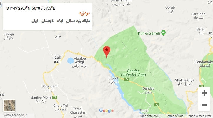 روستای بردزرد بر روی نقشه
