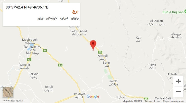 روستای برج بر روی نقشه