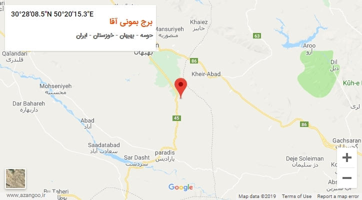 روستای برج بمونی آقا بر روی نقشه