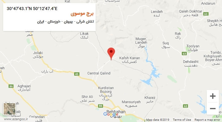 روستای برج موسوی بر روی نقشه