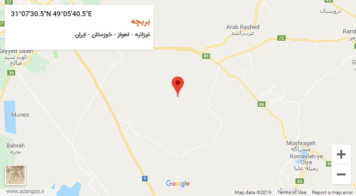 روستای بریچه بر روی نقشه