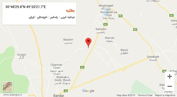 روستای بطلیه بر روی نقشه