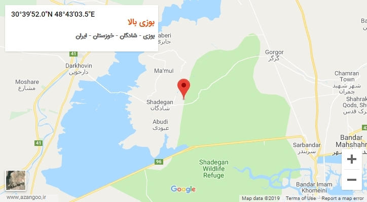 روستای بوزی بالا بر روی نقشه