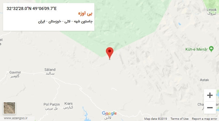 روستای بی اوزه بر روی نقشه
