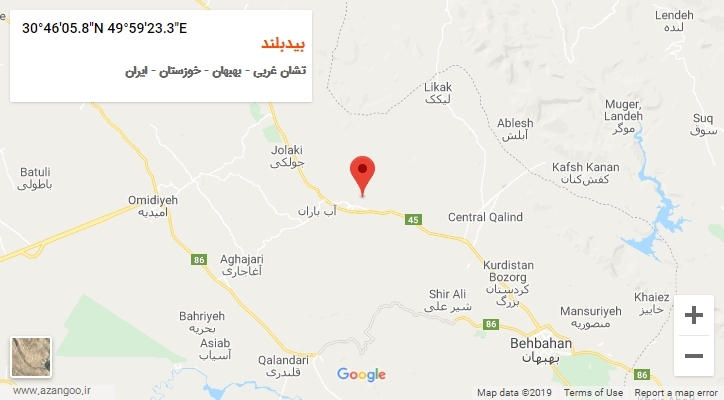 روستای بیدبلند بر روی نقشه