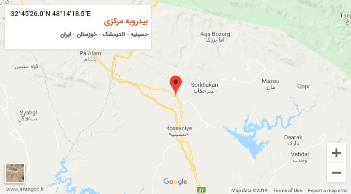 روستای بیدروبه مرکزی بر روی نقشه