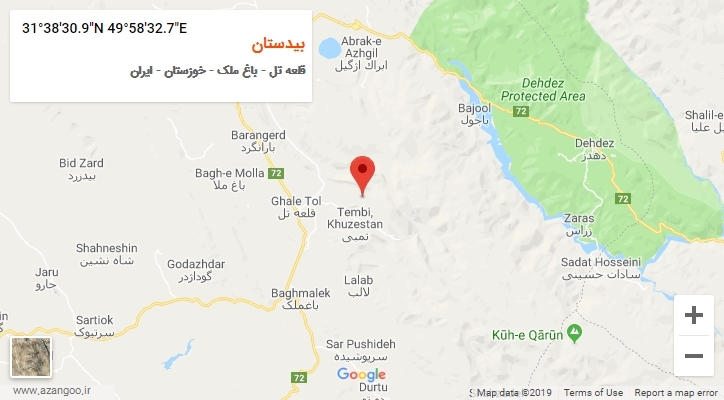 روستای بیدستان بر روی نقشه