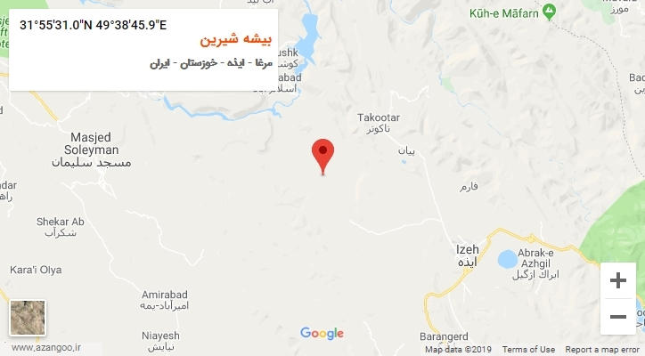 روستای بیشه شیرین بر روی نقشه