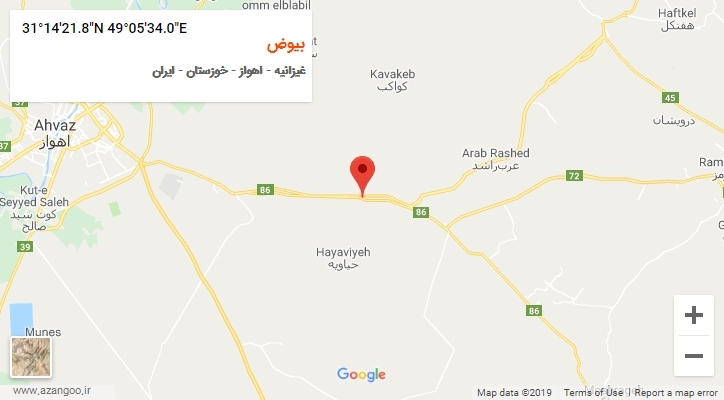 روستای بیوض بر روی نقشه