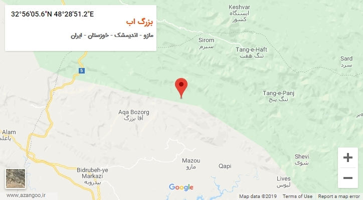 روستای بزرگ اب بر روی نقشه