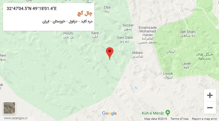 روستای چال گچ بر روی نقشه