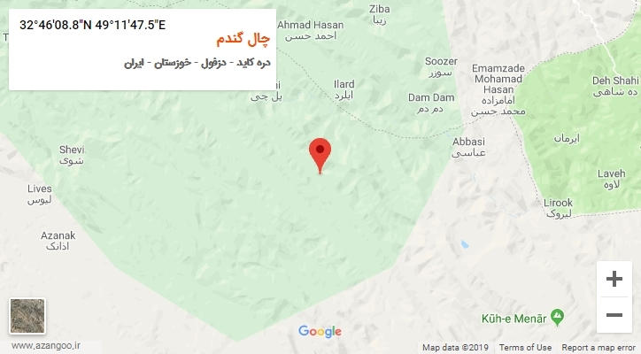 روستای چال گندم بر روی نقشه