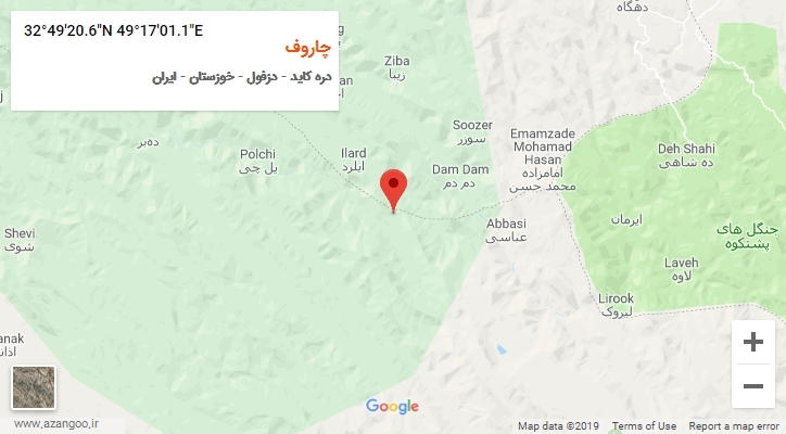 روستای چاروف بر روی نقشه