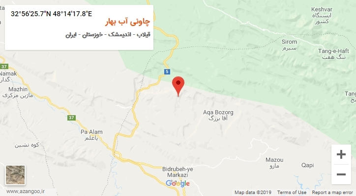 روستای چاونی آب بهار بر روی نقشه