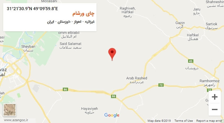 روستای چای ورشام بر روی نقشه