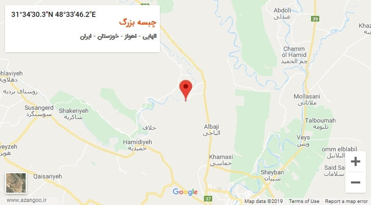 روستای چبسه بزرگ بر روی نقشه
