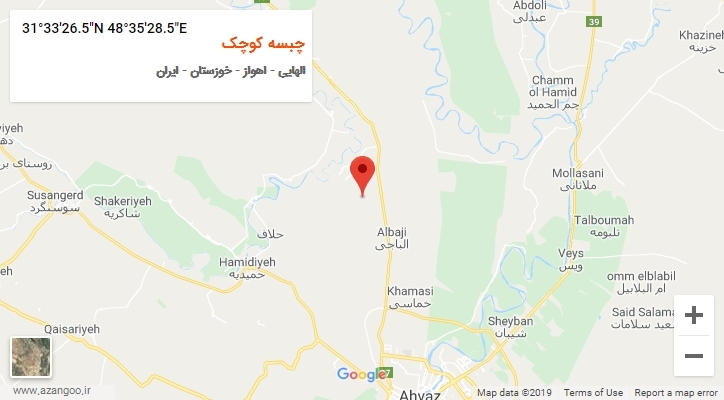 روستای چبسه کوچک بر روی نقشه