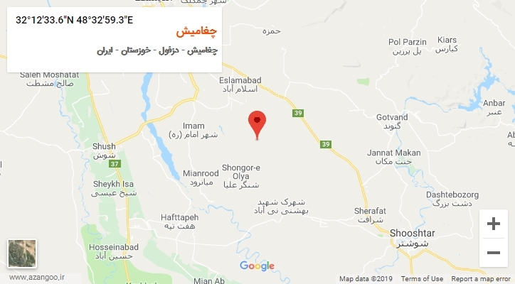 روستای چغامیش بر روی نقشه