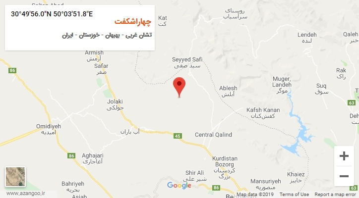 روستای چهاراشکفت بر روی نقشه