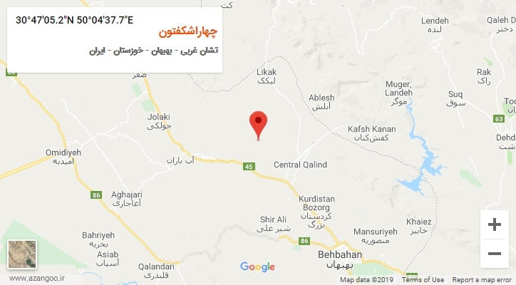 روستای چهاراشکفتون بر روی نقشه