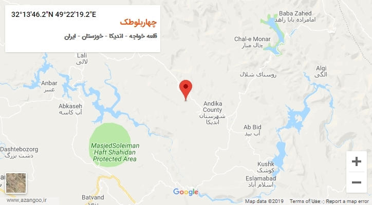 روستای چهاربلوطک بر روی نقشه
