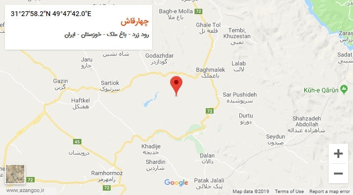 روستای چهارقاش بر روی نقشه