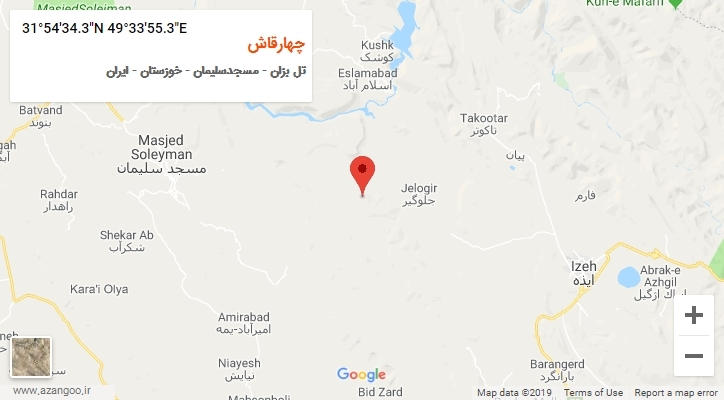 روستای چهارقاش بر روی نقشه
