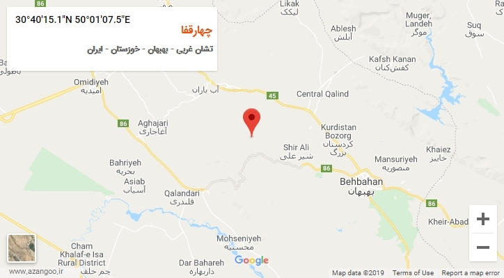 روستای چهارقفا بر روی نقشه