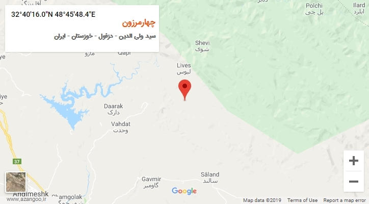 روستای چهارمرزون بر روی نقشه