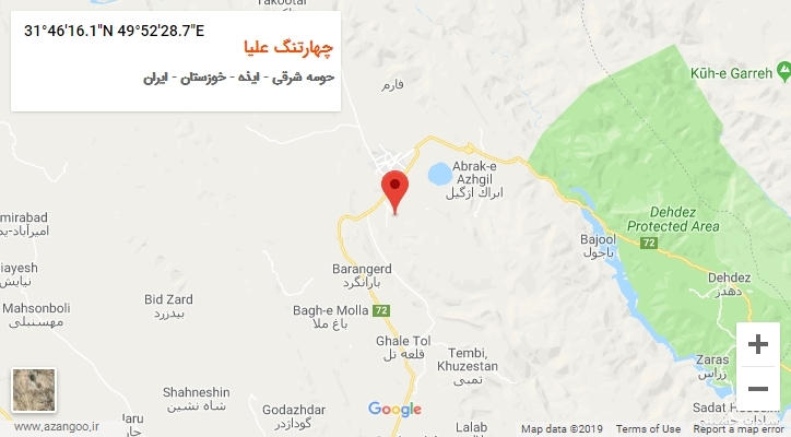 روستای چهارتنگ علیا بر روی نقشه