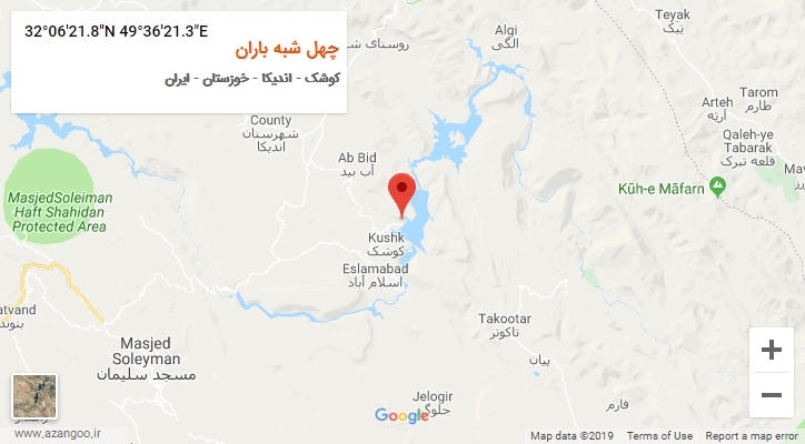 روستای چهل شبه باران بر روی نقشه