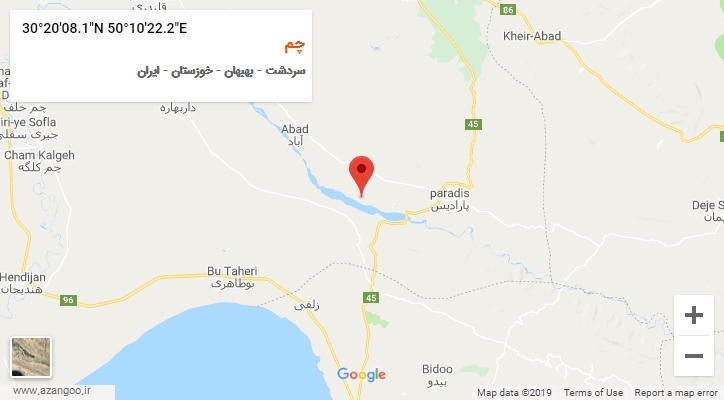 روستای چم بر روی نقشه