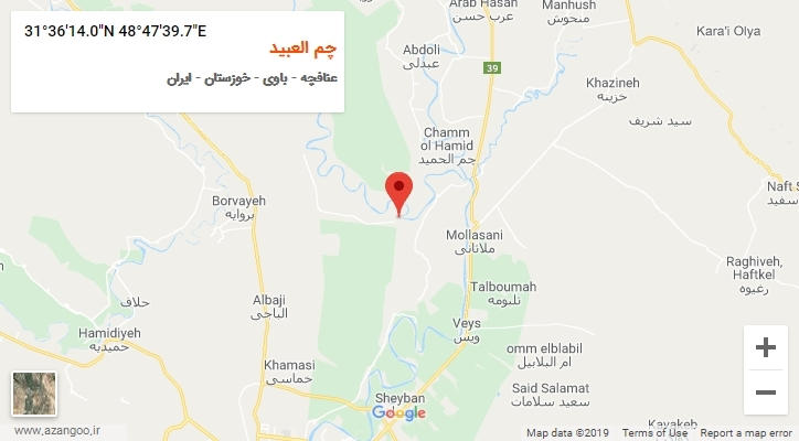 روستای چم العبید بر روی نقشه