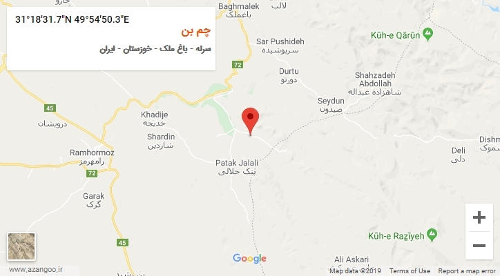 روستای چم بن بر روی نقشه
