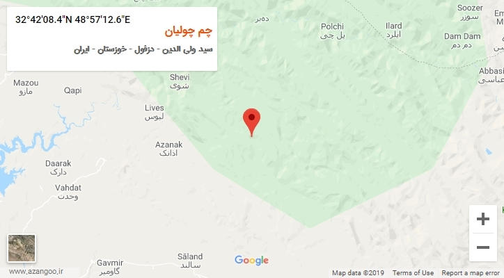 روستای چم چولیان بر روی نقشه