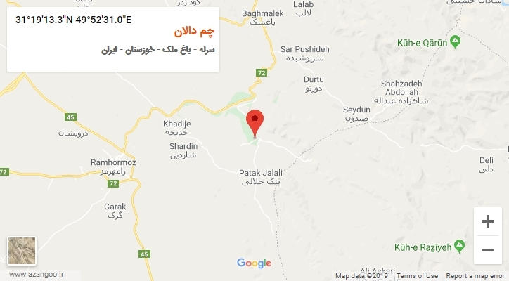 روستای چم دالان بر روی نقشه